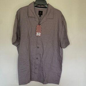 next Men's Short-Sleeve Button-Down Shirt in Burgundy Micro-Pattern
